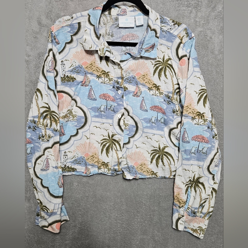 Cynthia Rowley 100% Linen Amalfi Coast Resort Wear button-down shirt XL